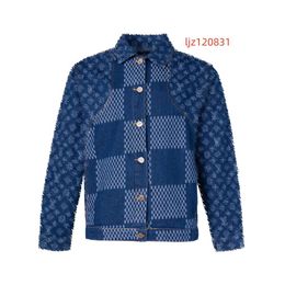 2024 Men Women Designers Jackets man baseball for Denim jacket mens coat Plaid Jacquard letter fabric Wash worn Lapel Neck paris Streetwear blue windbreaker