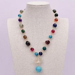 Pendant Necklaces GG Jewellery 20'' Handmade Necklace Natural Mix Colour Gems Stone Quartz Turquoise For Women