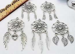 100pcs/lot Vintage Antique Silver Dreamcatcher Charms Dangle Pendant Fit European necklace Jewelry Making diy LL