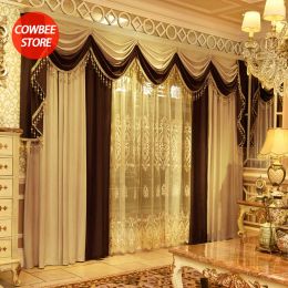 Curtains Luxury Europeanstyle Curtains for Living Dining Room Bedroom Highend Velvet Curtain Villa Windows Backdrop Decoration Blackout