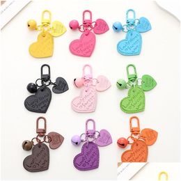 Party Favor Engraved Heart Pendant Keychain Alloy Bell Key Chain Creative Pu Leather Backpack Pendants T9I002552 Drop Delivery Home Dhacp