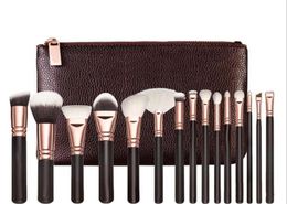 Brand high quality Makeup Brush 15PCSSet Brush With PU Bag Professional Brush For Powder Foundation Blush Eyeshadow7775655