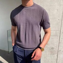 Men's Sweaters Men Solid Color T-shirt Casual Summer Sweater Slim Fit For Gym Sports Round Neck Short Sleeves