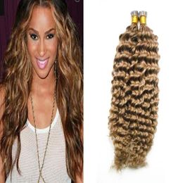 8 Light Brown Brazilian deep wave keratin hair extensioni tip curly hair extensions 100gstrands brazilian virgin hair light brow4718867