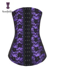 Cheaper redpinkpurplebeige color plus size waist trainer 10 steel boned floral lace waist cinchers corset 884A Q081968776668624246