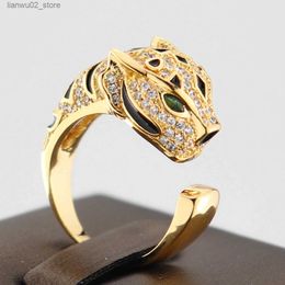 Wedding Rings Classic Fashion Opening Ring Animal Lion Head Ring Copper High Quality Electric Party Dance Hip Hop Style Jewellery R2503 Q240315