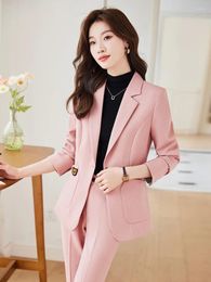 Women's Two Piece Pants Formal Pantsuits For Women Blazers Femininos Professional Business Work Wear Ladies Office Elegant Career Interview