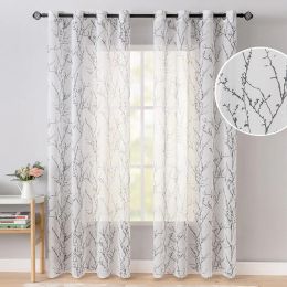 Curtains Modern Print Tree Branches Sheer Curtains in the Living Room Bedroom Kids Room Tulle Kitchen Window Treatment Drapes