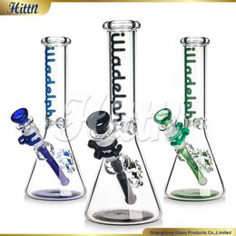 Illadelph Glass Beaker Bong 10 Inches Ill Glass Water Pipe Hand Blown 420 Water Bong 5mm Thick 14mm Joint with Plastic Clip Blue Black Green 2024 New