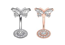 CZ Butterfly Belly Button Ring 14G Round Zircon Navel Barbell Women Body Piercing Jewelry4366105