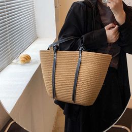 Beach Bags Large Capacity Cotton Thread Woven Bag French Style Portable Straw Trendy and Commuting Tote Women's Large