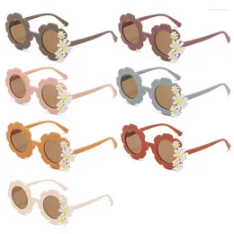 Sunglasses Korean 2024 Children Daisy Round Cute Sun Glasses Boys Girls Ultraviolet-Proof Baby Lovely Eyeglass