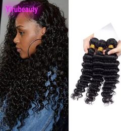 Indian Virgin Hair Extensions 3 Bundles 100 Human Remy Hair Double Wefts Deep Wave Curly 830inch Weaves4075352