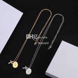 Designer Thin Chain Necklaces Luxury Stamped Pendants Necklaces Trendy Gold Copper Necklaces With Box