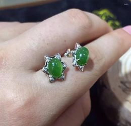 Stud Earrings Hetian Yu Jelly Hexagonal Star 925 Silver 3A Six Small Drill Group Mosaic2166#