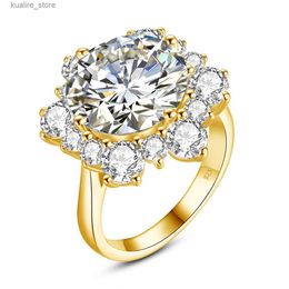 Cluster Rings Massive Round Cut 13mm 8ct Moissanite Ring With Certification Luxury Wedding Fine Jewelries For Women Engagement Gift Pass Test L240315