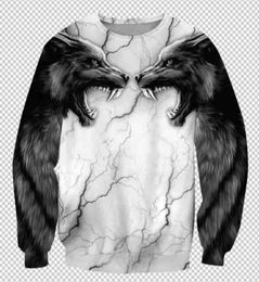 Double Wolf Men's 3D Printing Hoodie Visual Impact Party Top Punk Gothic Round Neck High Quality Aman Sweatshirt Hoodie3849726