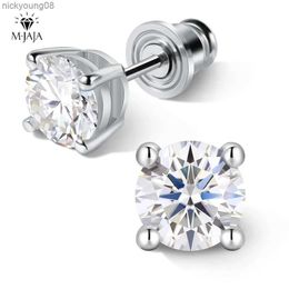 Charm M-JAJA Real Moissannite Stud Earring for Women Men Classic Sparkling Ear Stud D VVS1 Lab Created Diamond 925 Silver Jewelry GiftL2403