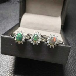 Wedding Rings Natural colored opal ring crystal polished halo jewelry trend creative womens party gifts fashionable holiday gifts Q240315