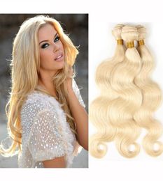 Brazilian Body Wave Straight Hair Weaves Double Wefts 100gpc 613 Russian Blonde Colour Can be Dyed Human Remy Hair Extensions7714523