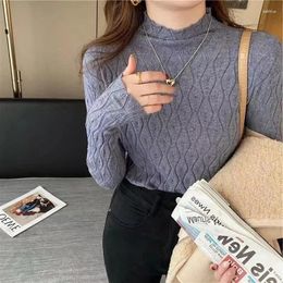 Women's Sweaters Fashion Slim Bottoming Shirt Autumn Winter Half High Collar Lightweight Knitwear Top Long Sleeve Knitted Jumper