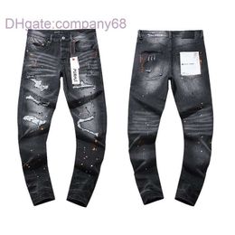 Designer-Herrenjeans 24 New Purple Brand Jeans mit American High Street Black Paint Distressed
