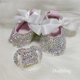 First Walkers Personalized Baby Bow Shoes Girls Shoes With Shiny Crystals And Zirconia Baby Shoes 0-1Y With Ribbon Princess Shoes Beginner Shoes 240315