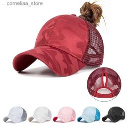 Ball Caps Womens Ponytail Baseball Caps Spring Summer Cotton Mesh Sun Hat Running Snapback Hat Female Adjustable Girl Outdoor Visor HatsY240315