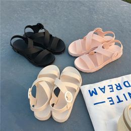 Sandals Summer Women's Fashion All-match Thick Bottom Cross Straps Thin Student Jelly Ladies Roman Beach Slippers