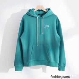 Mens Hoodies Sweatshirts The right version of autumn and winter water lake blue brooch hooded sweater shows white hooded sweater lazy wind American hooded sweater tr