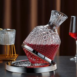 High Grade Crystal Glass 360 Rotating Decanter Tumbler 1500ml Decanter Wine Dispenser Aerator Mirror Jug Gift Bar Decoration 240304