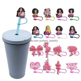 Drinking Sts Sexy Girl Princess Sile St Toppers Accessories Er Charms Reusable Splash Proof Dust Plug Decorative 8Mm/10Mm Party Drop D Otabk