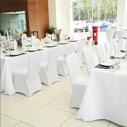 Chair Covers 100 pieces White Wedding Chair Cover Universal Stretch Polyester Spandex Hotel Meeting Party Chair Covers Wholesale L240315