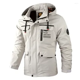 Men's Jackets Men Jacket Spring Fall Coat Stylish Windbreaker Hood Multi Pockets Waterproof Design For Winter Casual Outdoor
