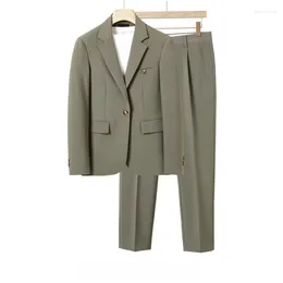 Men's Suits S-6XL High-quality Business Casual Suit Korean Fashion Slim Fit Solid Color 2 Pcs Set Blazer Pants Wedding Dress