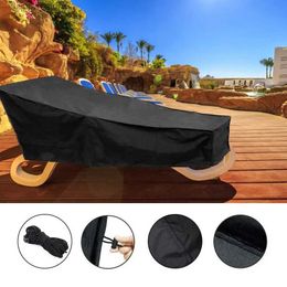 Chair Covers Waterproof Black Long Chair Cover Garden Terrace Recliner Cover Waterproof Recliner Protective Cover L240315