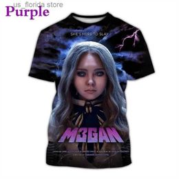 Men's T-Shirts Horror Movie Megan 3D Print T Shirt Men Womens Casual Fashion Round Neck Girl Thriller Short Slve Hip Hop Funny T-Shirt Tops Y240321