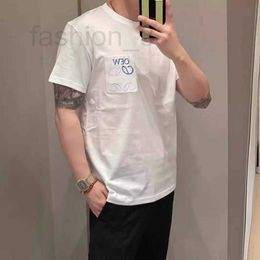 Men's T-Shirts Designer Luxury Fashion Summer Blue Embroidered Pocket T-shirt Couple Loose Cotton Short Sleeve White Match SOHH