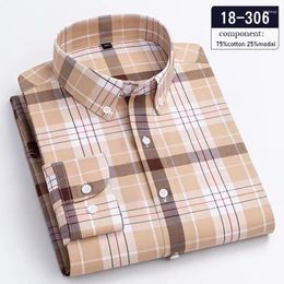 Men's Casual Shirts In Shirt Luxury Hight Qulity Long-sleeve For Men Slim Fit Formal Items Soft Office Plaid Clothes