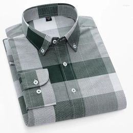 Men's Casual Shirts Classic Cotton Oxford Long Sleeve Striped Comfortable Shirt Standard Fit Button Down Workwear