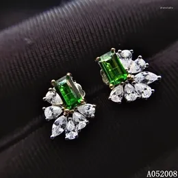 Stud Earrings KJJEAXCMY 925 Sterling Silver Natural Diopside Ladies Fashion Gemstone Ear Support Test