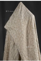 White jacquard three-dimensional texture relief literary retro creative coat designer fabric
