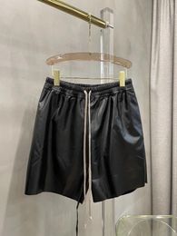 Women's Shorts 2024 Fashion Loose Casual PU Leather Simple Neutral Drawstring 0229