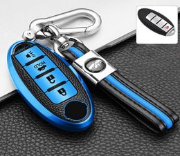 Leather TPU Car 4Button Key Case Cover Keychain for Infiniti Nissan Altima Maxima Murano Rogue Sentra 370z Protector Accessories7931785