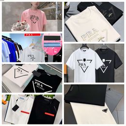 Summer Mens Designer Pra t Shirt Casual Man Womens Loose Tees with Letters Print Short Sleeves Top Sell Luxury Men Edition Shirt Size Military Uniforms