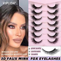 VIPUDA Mink Lashes Cat Eye 720Pairs 3D Eyelashes Wingshaped Fluffy Volume Thick False Elongated 240305