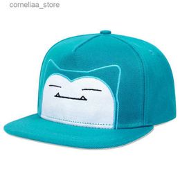 Ball Caps Fashion Cartoon Cute Blue Baseball Cap Cotton Snapback Hat Adults Outdoor Travel Adjustable Sun Hats Hip Hop Sports Leisure CapsY240315
