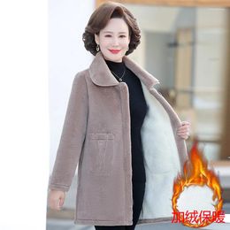 Women's Fur Fall/Winter Faux Mink Velvet Coat Women Overcoat Fashion Loose Long Mom Casual Jacket Single-Breasted Warm Wool Outwear 6XL