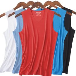 5Pcs Men Tank Tops Underwear Quick Drying Mens Undershirt Shirts Male Bodyshaper Fitness Wrestling Singlets Ice silk Big size 240315