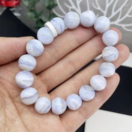 Link Bracelets 12MM Natural Blue Lace Agate Bracelet Fashion Crystal Quartz Gemstone Jewellery Reiki Healing Gift For Women 1pcs